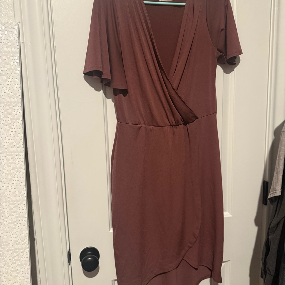 Maurices Chocolate High Low Wrap Dress